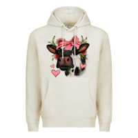 Oatmeal Heather valentines day cow Premium Hoodie - Jasminsmagicworld