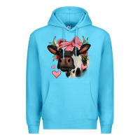 Ocean Blue valentines day cow Premium Hoodie - Jasminsmagicworld