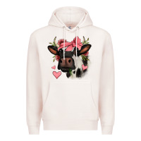 Pale Pink valentines day cow Premium Hoodie - Jasminsmagicworld