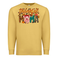 Antique Gold thankful mama pig Premium Sweatshirt - RacoonDesign