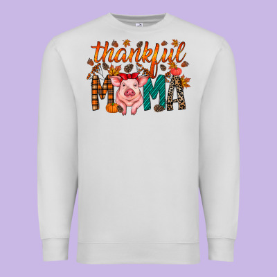 Thankful Mama Pig Premium Sweatshirt Designed By Racoondesign