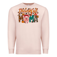 Pale Pink thankful mama pig Premium Sweatshirt - RacoonDesign