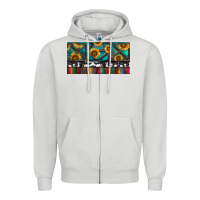 Dove Grey Rusty Sunflowers with Cowhide and Turquoise Zipper Hoodie - RanaPortraitStore