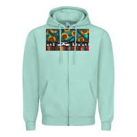 Seafoam Rusty Sunflowers with Cowhide and Turquoise Zipper Hoodie - RanaPortraitStore