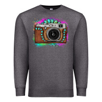 Charcoal Heather tie dye gemstone vintage camera Premium Sweatshirt - FaDigitalArtStudio