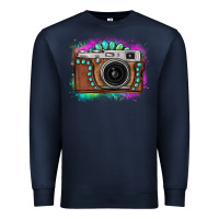 Navy tie dye gemstone vintage camera Premium Sweatshirt - FaDigitalArtStudio