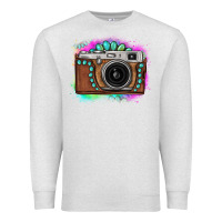 Oatmeal Heather tie dye gemstone vintage camera Premium Sweatshirt - FaDigitalArtStudio