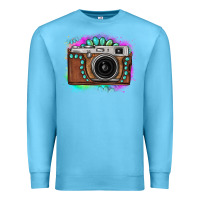 Ocean Blue tie dye gemstone vintage camera Premium Sweatshirt - FaDigitalArtStudio
