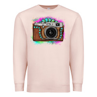 Pale Pink tie dye gemstone vintage camera Premium Sweatshirt - FaDigitalArtStudio