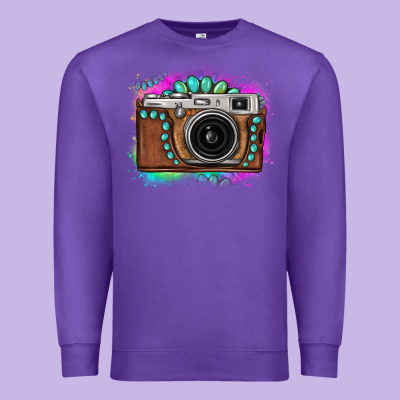 Tie Dye Gemstone Vintage Camera Premium Sweatshirt Designed By Fadigitalartstudio