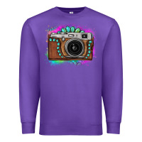 Purple tie dye gemstone vintage camera Premium Sweatshirt - FaDigitalArtStudio
