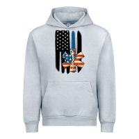 Heather Grey ems american flag Urban Hoodie - MaliasSmallBusiness