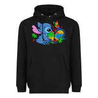 Black autism stitch heart Heavyweight Hoodie - Zillion Design Studio