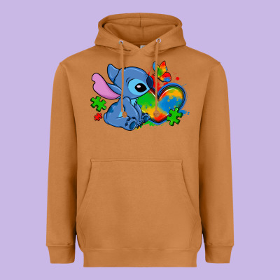 Autism Stitch Heart Heavyweight Hoodie Designed By Zillion Design Studio