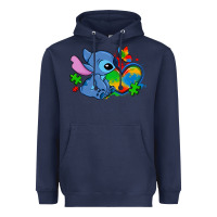 Navy autism stitch heart Heavyweight Hoodie - Zillion Design Studio