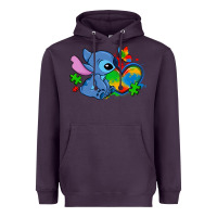 Plum autism stitch heart Heavyweight Hoodie - Zillion Design Studio