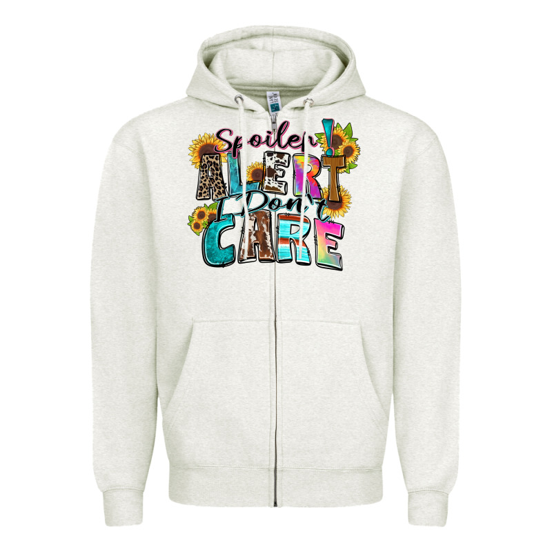 Spoiler Alert I Don't Care Zipper Hoodie by Zillion Design Studio | Teevron