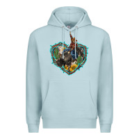 Blue Mist western heart bullfighter  cactus sunflower aztek pattern Premium Hoodie - BarkalooDesign