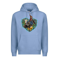Colony Blue western heart bullfighter  cactus sunflower aztek pattern Premium Hoodie - BarkalooDesign