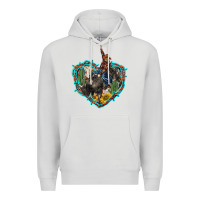 Dove Grey western heart bullfighter  cactus sunflower aztek pattern Premium Hoodie - BarkalooDesign