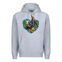 Heather Grey western heart bullfighter  cactus sunflower aztek pattern Premium Hoodie - BarkalooDesign
