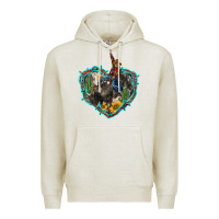 Oatmeal Heather western heart bullfighter  cactus sunflower aztek pattern Premium Hoodie - BarkalooDesign