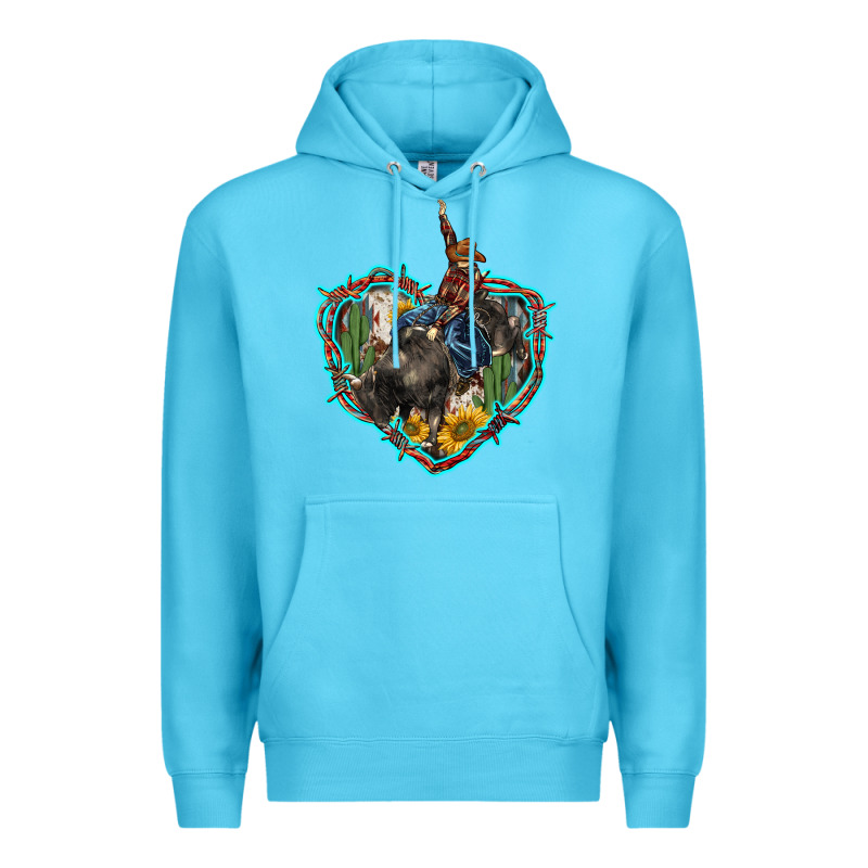 Western Heart Bullfighter  Cactus Sunflower Aztek Pattern Premium Hoodie by BarkalooDesign | Teevron