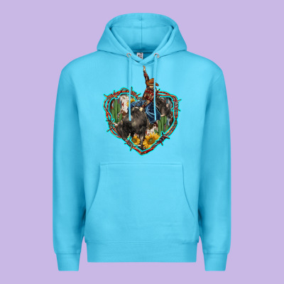 Western Heart Bullfighter  Cactus Sunflower Aztek Pattern Premium Hoodie Designed By Barkaloodesign