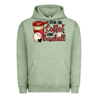 Pigment Oil Green i run on coffee and baseball Urban Hoodie - MaliasSmallBusiness