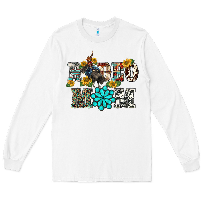 Western Rodeo Bullfighter Mom Turquoise Gemstones  Sunflowers Long Sleeve Tee by BarkalooDesign | Teevron
