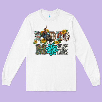 Western Rodeo Bullfighter Mom Turquoise Gemstones  Sunflowers Long Sleeve Tee Designed By Barkaloodesign