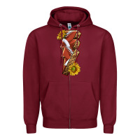 Burgundy sport football  lightning bolt Zipper Hoodie - texasbilliewilder