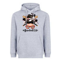 Heather Grey baseball life messy bun Heavyweight Hoodie - Zillion Design Studio