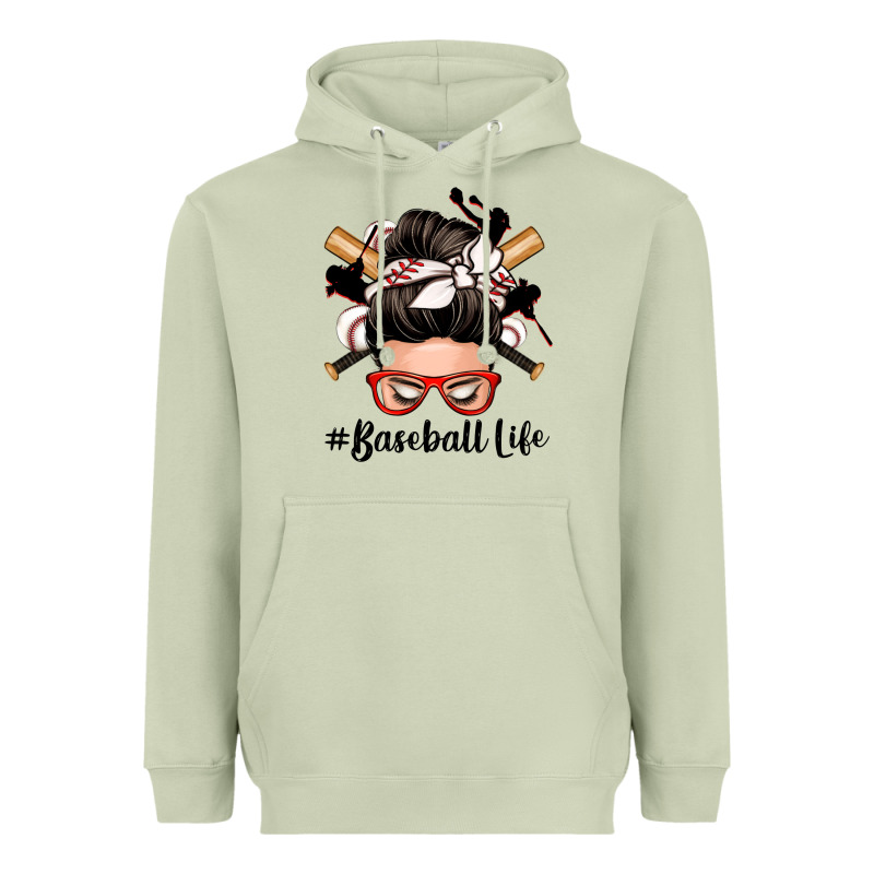 Baseball Life Messy Bun Heavyweight Hoodie by Zillion Design Studio | Teevron