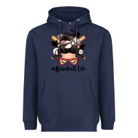 Navy baseball life messy bun Heavyweight Hoodie - Zillion Design Studio