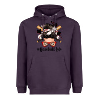 Plum baseball life messy bun Heavyweight Hoodie - Zillion Design Studio