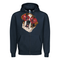 Navy Saint bernard with love glasses Zipper Hoodie - RanaPortraitStore