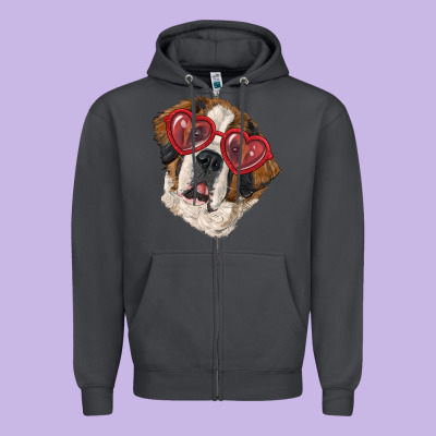Zipper Hoodie Saint bernard with love glasses