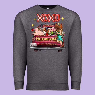 Valentine's Day Truck Farm Animals Cupid Xoxo Premium Sweatshirt Designed By Fadigitalartstudio