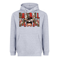 Heather Grey baseball mom messy bun Heavyweight Hoodie - Zillion Design Studio