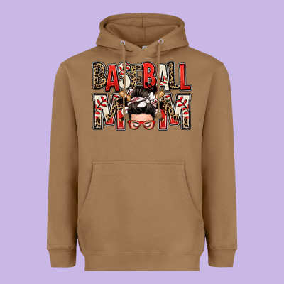 Baseball Mom Messy Bun Heavyweight Hoodie Designed By Zillion Design Studio