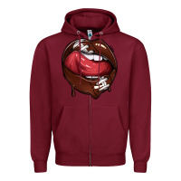 Burgundy sports lips american football Zipper Hoodie - texasbilliewilder