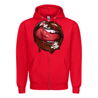 Red sports lips american football Zipper Hoodie - texasbilliewilder