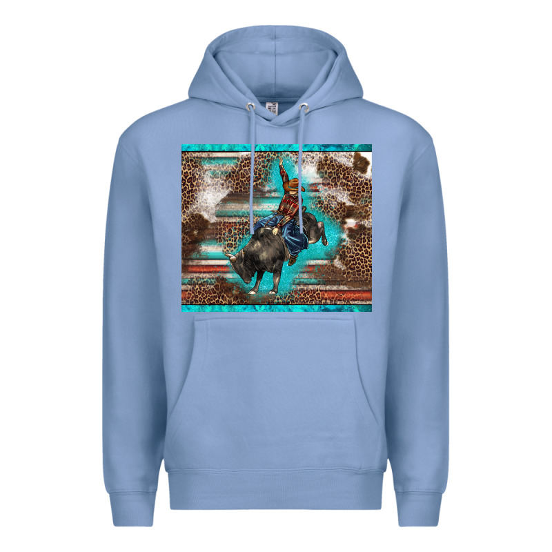 Western Rodeo Bullfighter Serape Leopards Turquoise's Gliterrs Premium Hoodie by BarkalooDesign | Teevron