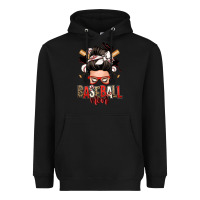 Black baseball mom messy bun Heavyweight Hoodie - Zillion Design Studio