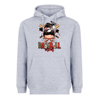 Heather Grey baseball mom messy bun Heavyweight Hoodie - Zillion Design Studio