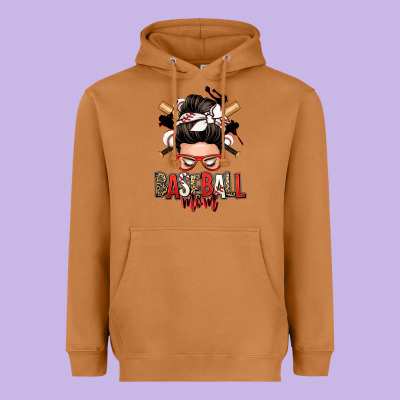 Baseball Mom Messy Bun Heavyweight Hoodie Designed By Zillion Design Studio