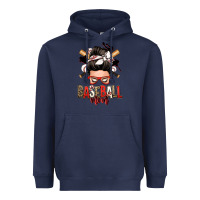 Navy baseball mom messy bun Heavyweight Hoodie - Zillion Design Studio