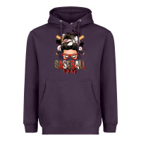 Plum baseball mom messy bun Heavyweight Hoodie - Zillion Design Studio
