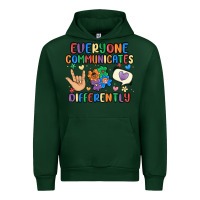 Forest Green everyone communicates differently Urban Hoodie - MaliasSmallBusiness